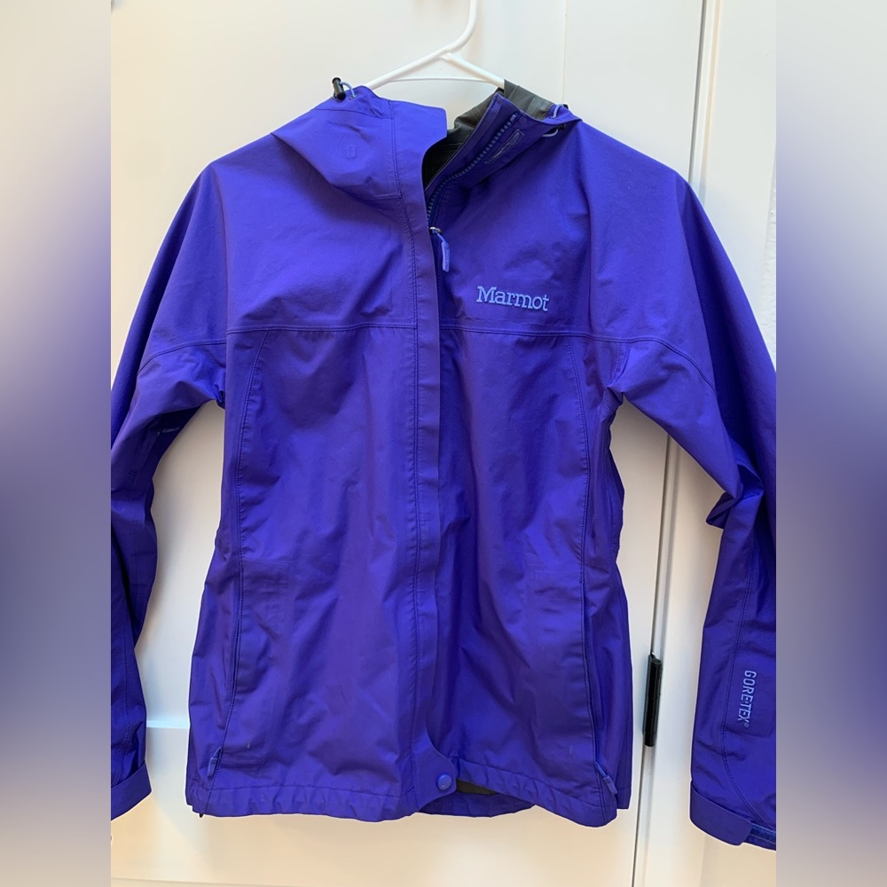 Women’s Marmot GoreTex Hooded Rain Jacket Size Small Gem